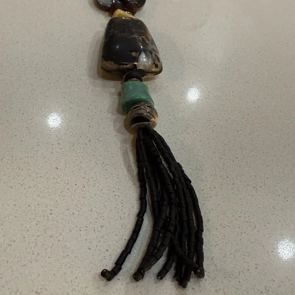 Vintage Tribal Beaded and Stone Necklace - Picture 11 of 13
